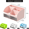 COMFYROOM Desk Organizer with 6 Compartments and 2 Drawers, Plastic Makeup Organizer, Pen Holder for Desktop Storage, Desk Organization for School, Home, Office Supplies